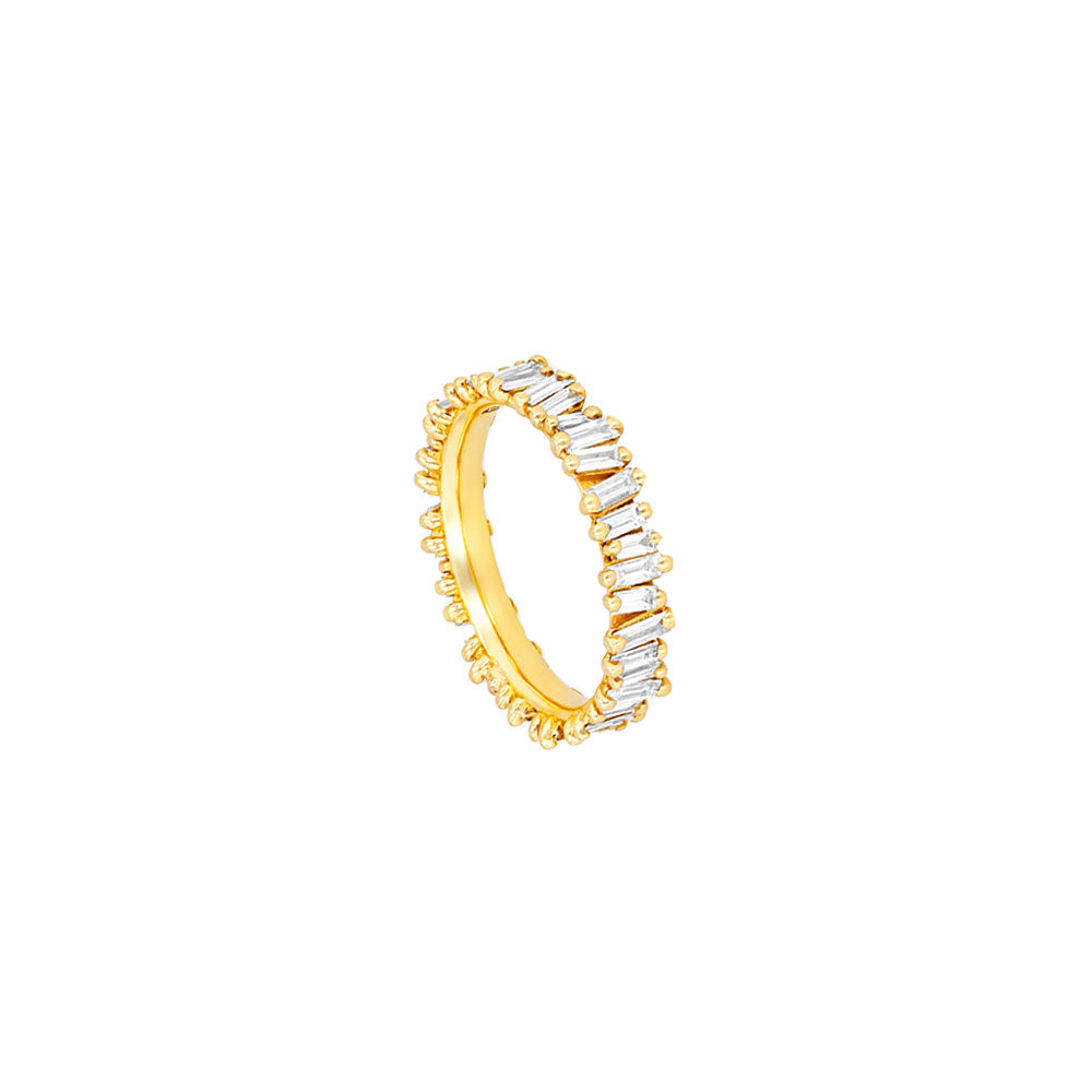 18 Karat Yellow Gold Eternity band with white Diamond Baguettes