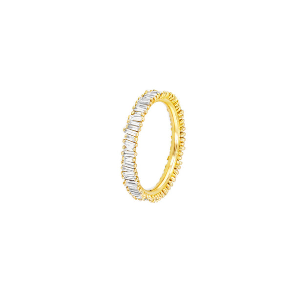 18 Karat Yellow Gold Classic Eternity band with white Diamond Baguette