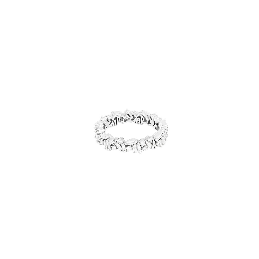 18 Karat White Gold Icon Eternity band with White Diamond Round and Baguette