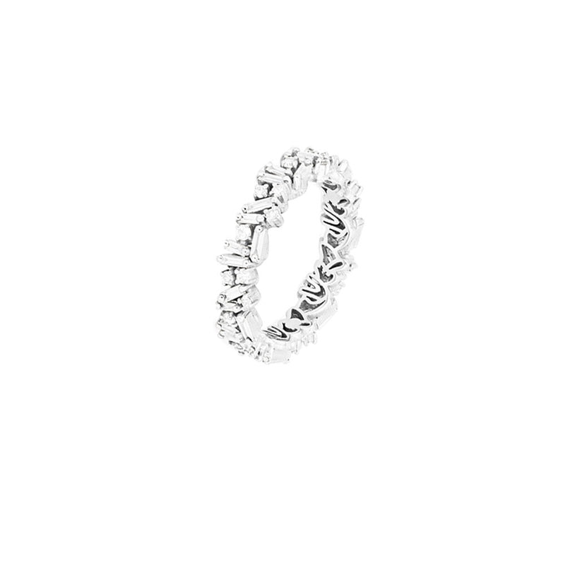 18 Karat White Gold Icon Eternity band with White Diamond Round and Baguette