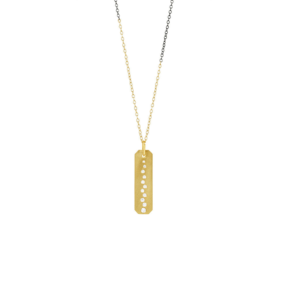 14 Karat Yellow Gold BILLY Bar Pendant with White Diamonds