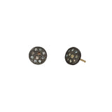 Sterling Silver Black Rhodium CARMELA Textured Disc Diamond Earrings