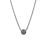Sterling Silver Black Rhodium CARMEN Diamond Disc Necklace