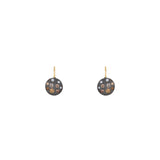 Sterling Silver Black Rhodium CARMEN Disc Earrings with Champagne Diamonds