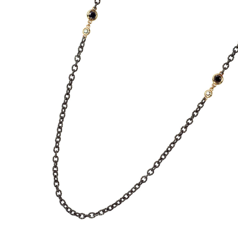 Sterling Silver Black Rhodium CHARLIE Chain with Black and White Diamonds