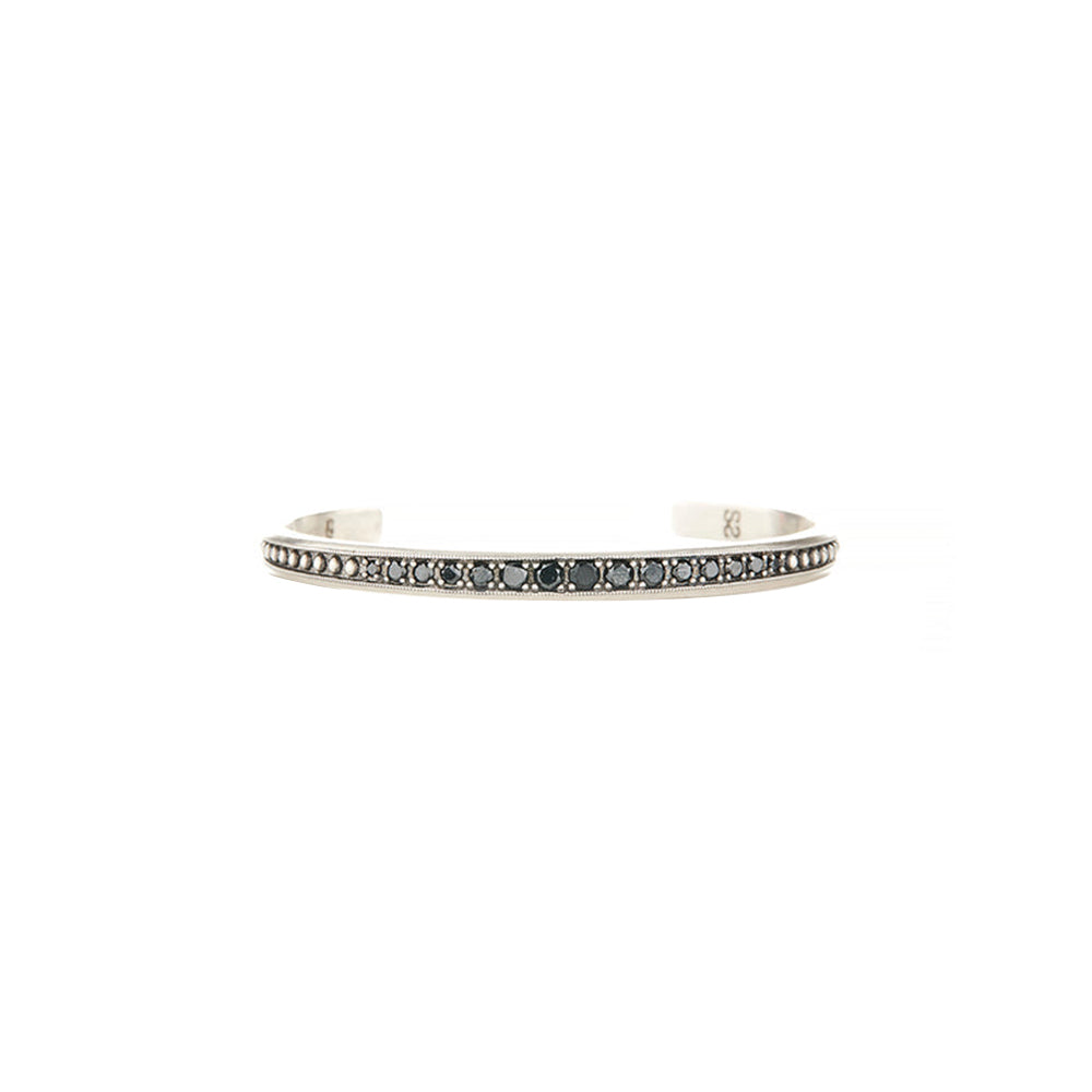 Sterling Silver Cuff With Black Diamonds