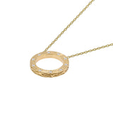 18 Karat Yellow Gold Brushed Diamond Circle Pendant with