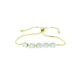 18 Karat Yellow Gold Bolo Bracelet with White Baguette Diamonds