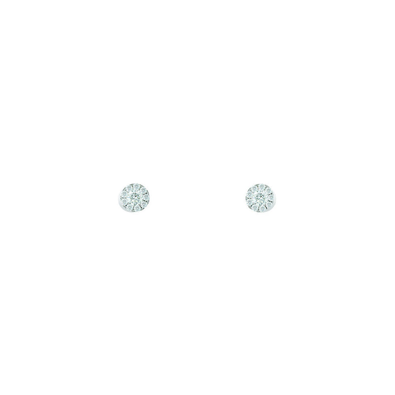 18 Karat White Gold Stud Earrings with White Round Diamonds