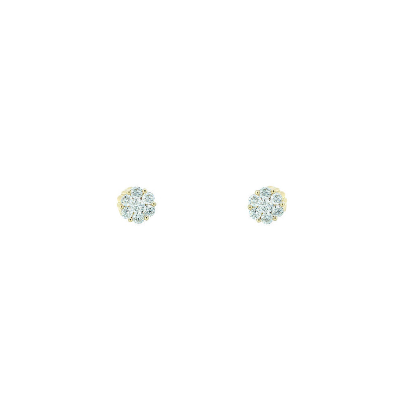 18 Karat Rose Gold Stud Earrings with White Round Diamonds