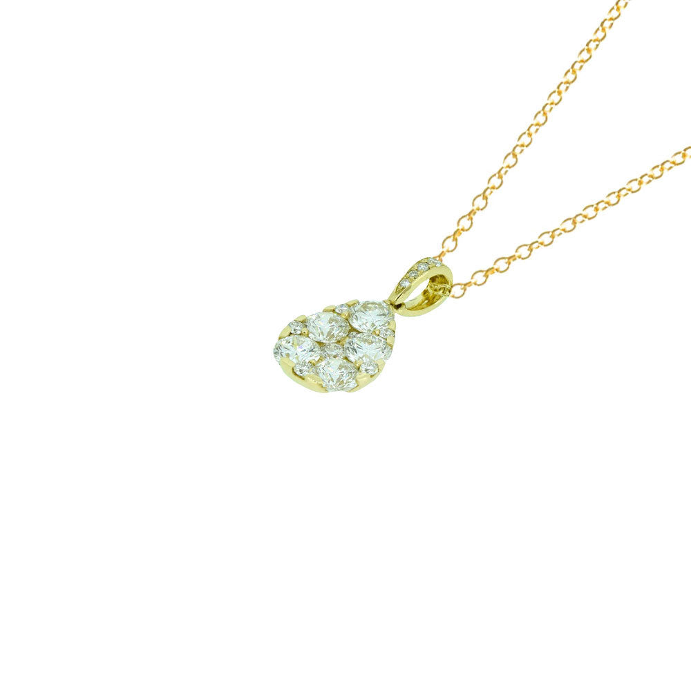 18 Karat Yellow Gold Pear Shaped Pendant with White Diamonds