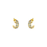 18 Karat Yellow Gold Candy Hoop earrings with Blue Sapphires and Diamonds