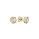 18 Karat Yellow Gold Round Diamond Stud Earrings and Removable Diamond Jacket