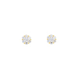 18 Karat Yellow Gold Flower stud Diamond earrings