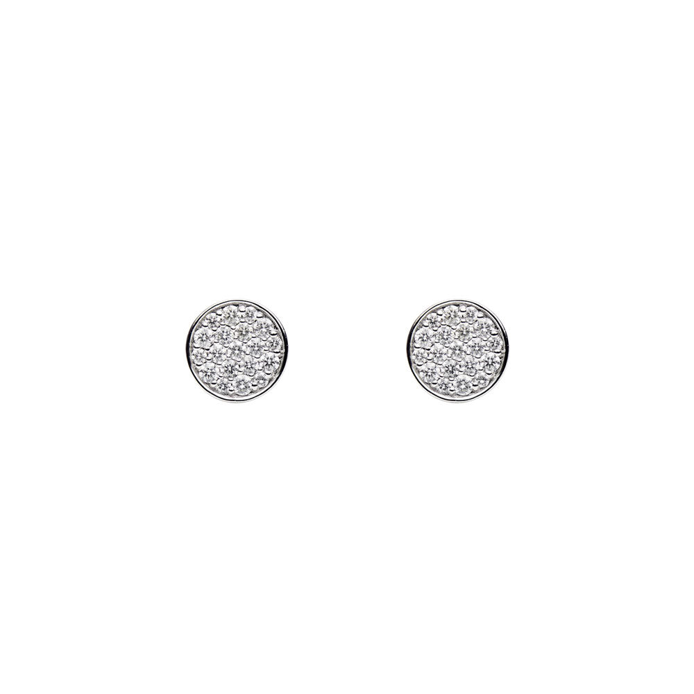 18 Karat White Gold Disc Diamond Stud Earrings