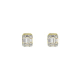 18 Karat Yellow Gold Mosaic Diamond Stud Earrings