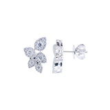 18 Karat White Gold Diamond Cluster Petal earrings