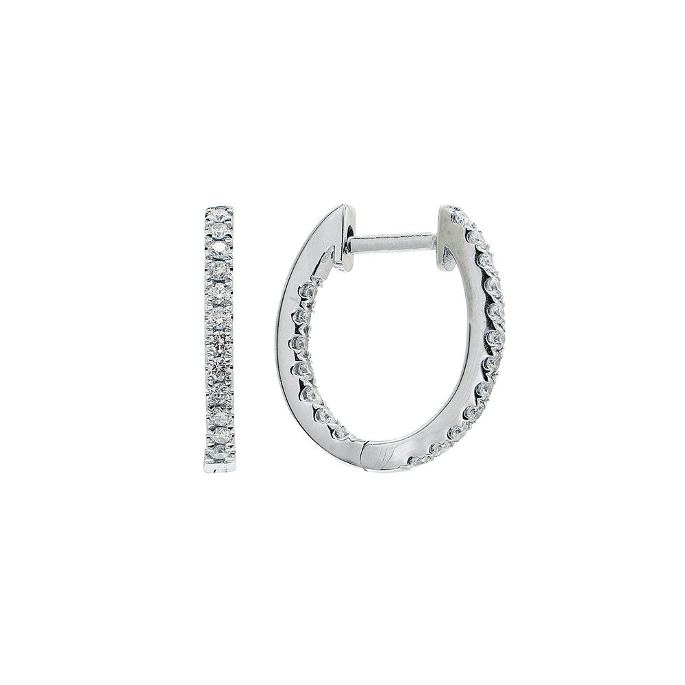 18 Karat White Gold Inside out Diamond Oval hoop