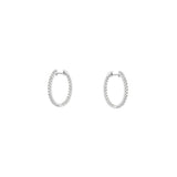 18 Karat White Gold Inside out Diamond Oval Hoop Earrings