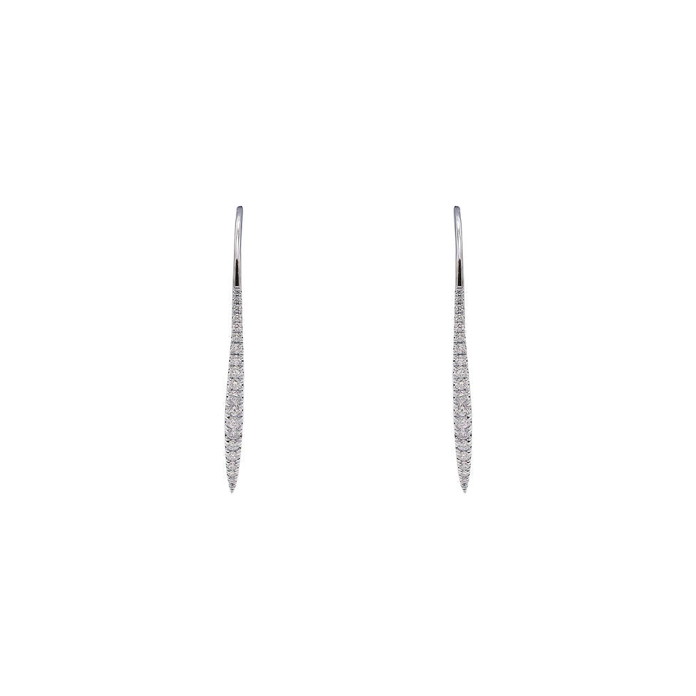 18 Karat White Gold Curved Bar Diamond Earrings