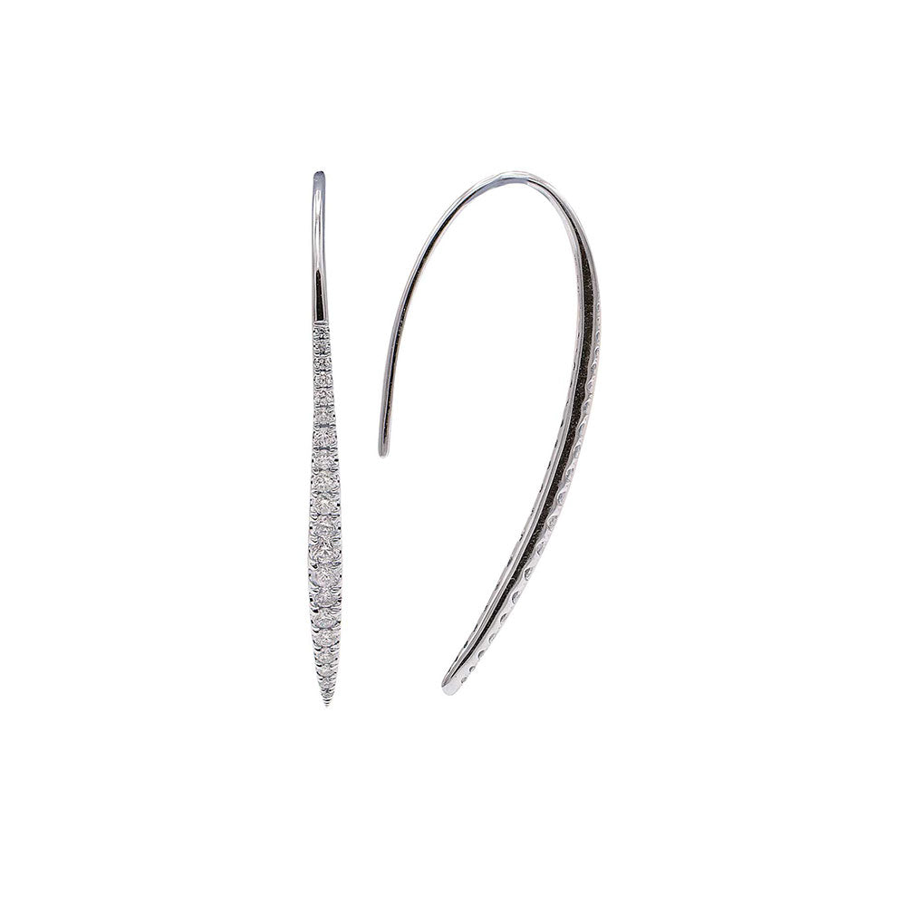 18 Karat White Gold Curved Bar Diamond Earrings