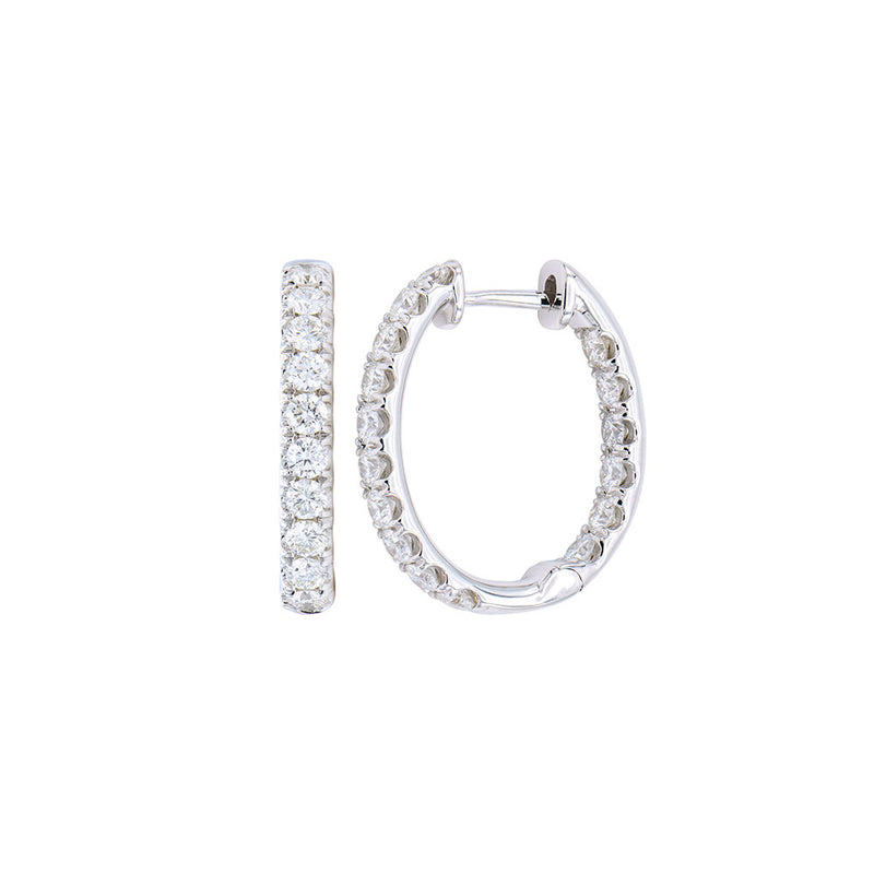 18 Karat White Gold Inside Out Diamond Hoop Earrings