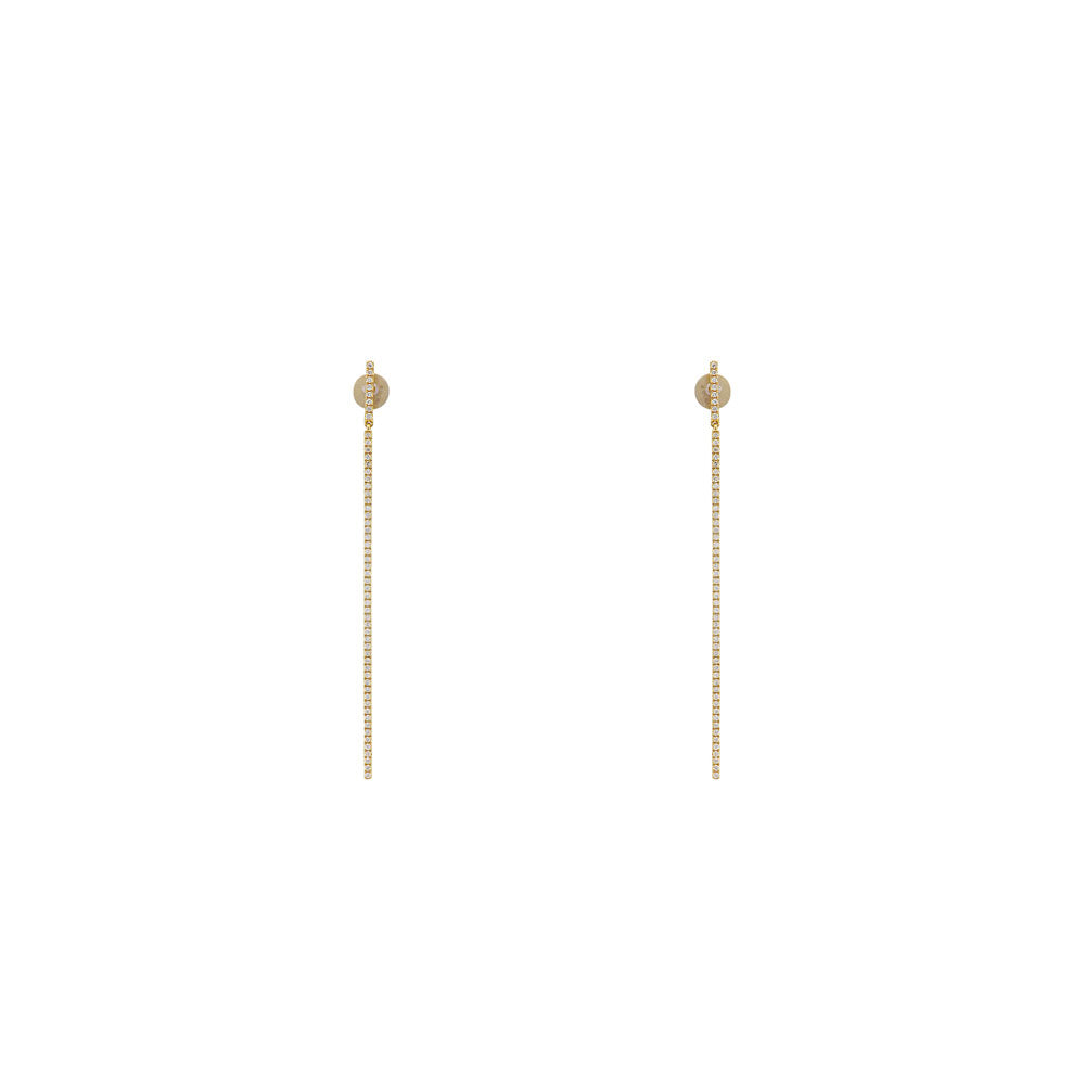 18 Karat Yellow Gold linear drop Diamond earrings