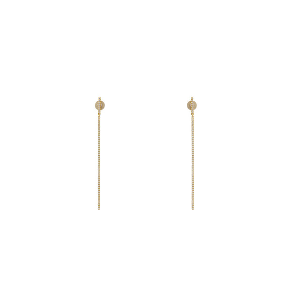 18 Karat Yellow Gold linear drop Diamond earrings