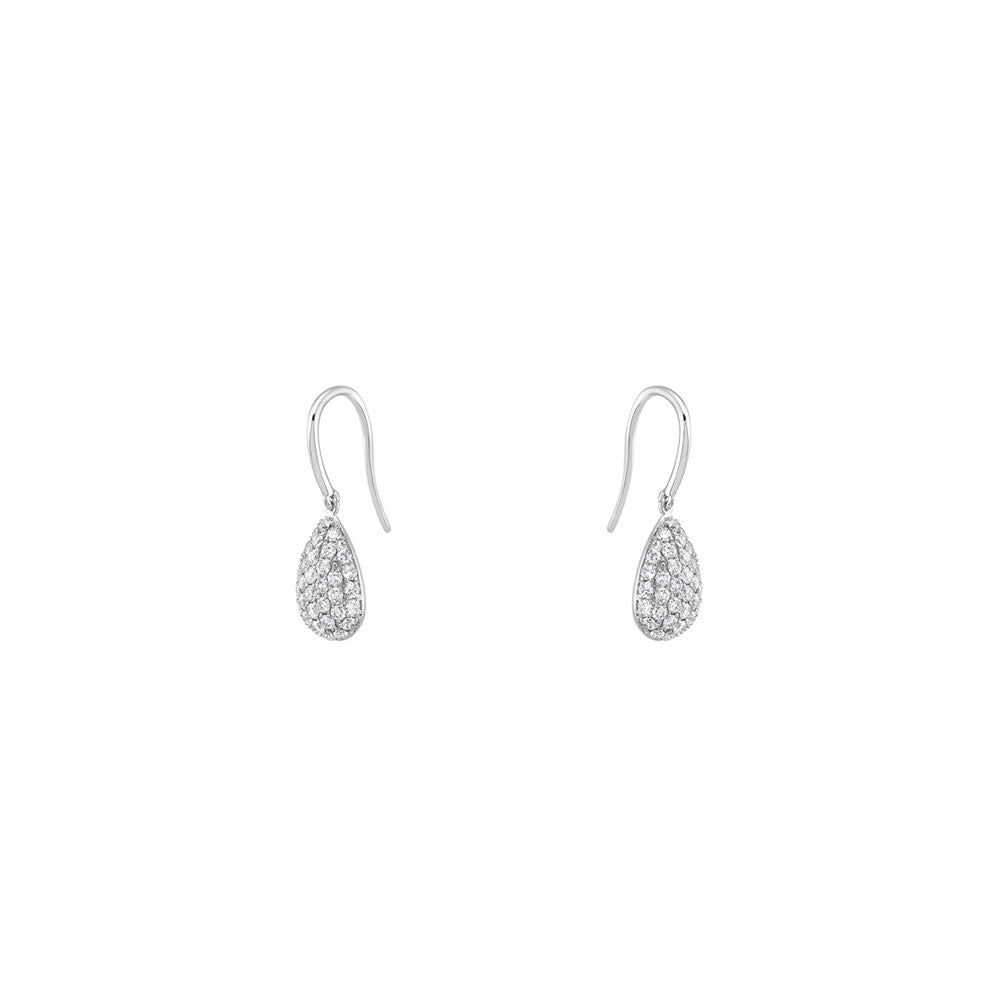 18 Karat White Gold pear shape drop Diamond earrings