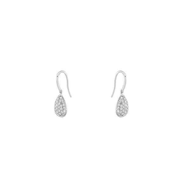 18 Karat White Gold pear shape drop Diamond earrings
