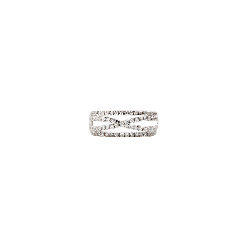 18 Karat White Gold 4 Row Diamond Ring