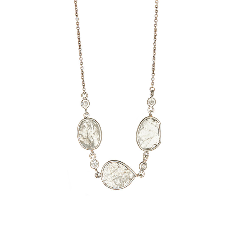  White Gold Diamond Slice Necklace - Sofia Jewelry