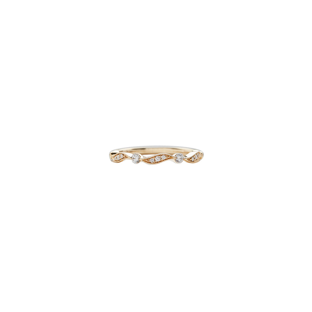 18 Karat Yellow Gold Pave Wave Diamond Band