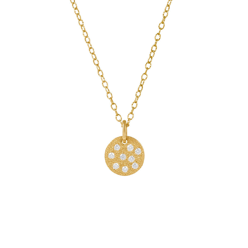 14 Karat Yellow Gold GALA Disc Pendant with Diamonds