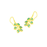 18 Karat Yellow Gold Leaf earrings with Emeralds