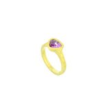 18 Karat Yellow Matte Gold ring gold with Pear shape Pink Sapphire