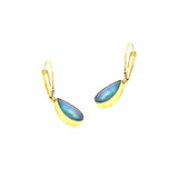 14 Karat Yellow Gold earrings with 2 Ethiopian Opals Pear shape drops