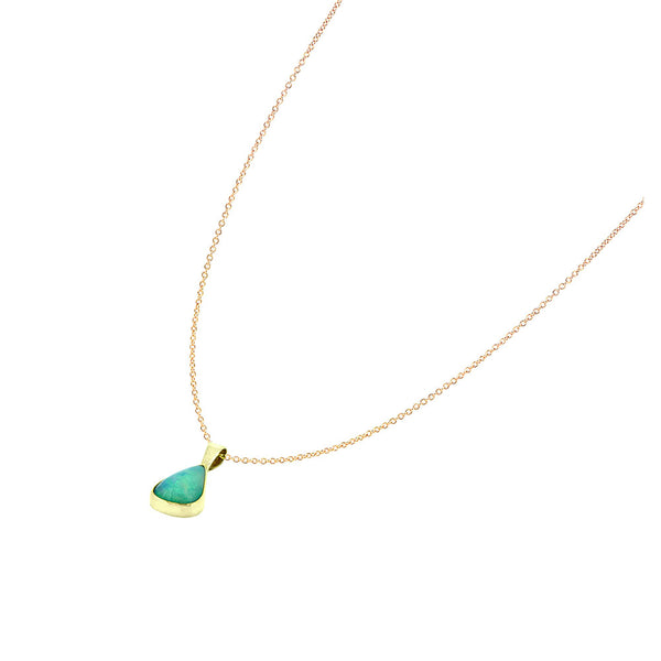 14 Karat Yellow Gold pendant with Ethiopian Opal Pear shape drop