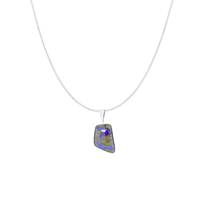 14 Karat White Gold pendant with Organic Boulder Opal