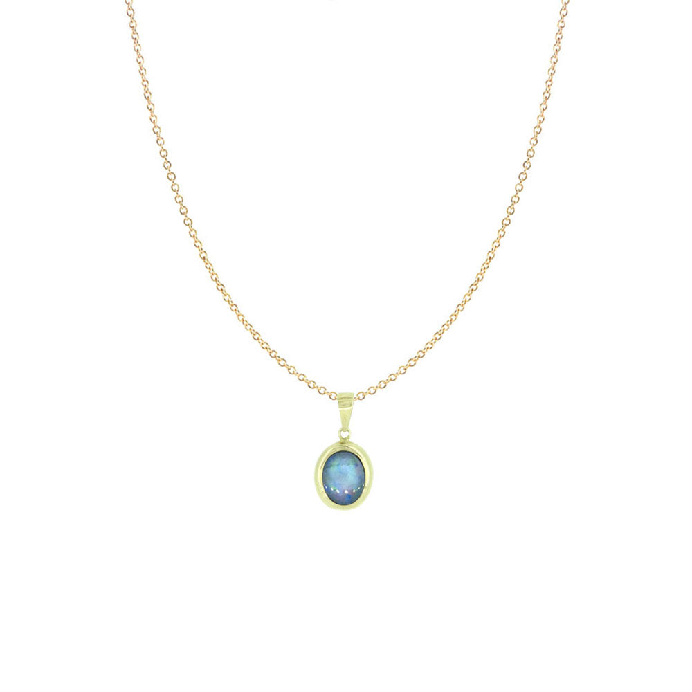 14 Karat Yellow Gold Doublet Opal