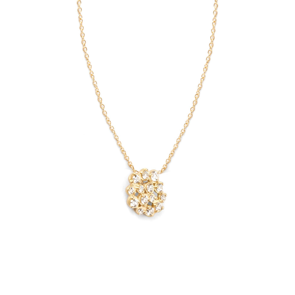 18 Karat Yellow Gold Diamond Cluster Necklace