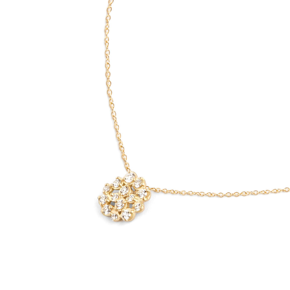 18 Karat Yellow Gold Diamond Cluster Necklace