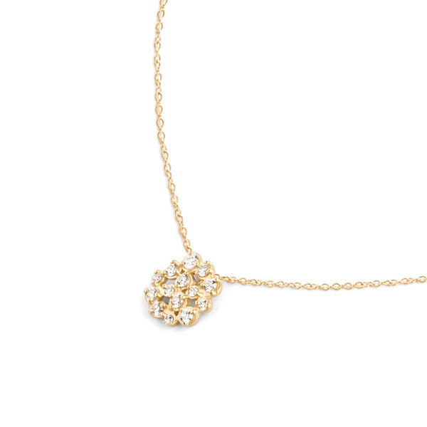 18 Karat Yellow Gold Diamond Cluster Necklace