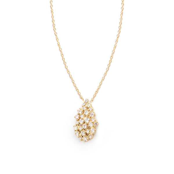 18 Karat Yellow Gold Diamond Pear Festival Necklace
