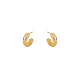 14 Karat Textured Yellow Gold NALA Half Hoop Diamond earrings