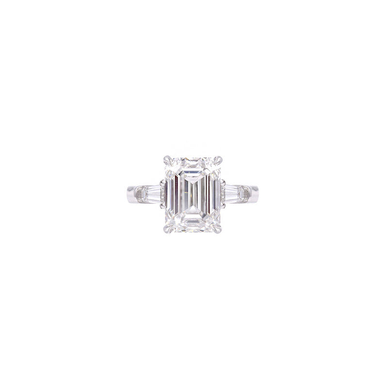 18 Karat White Gold Ring with GIA Emerald Cut Diamond