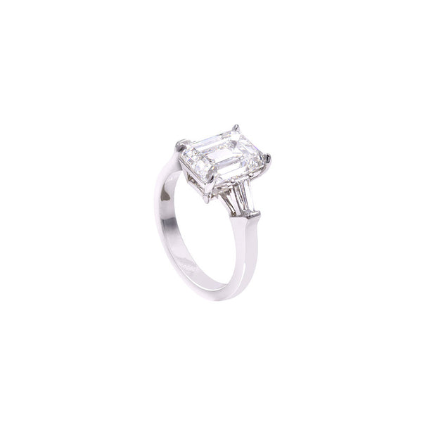 18 Karat White Gold Ring with GIA Emerald Cut Diamond