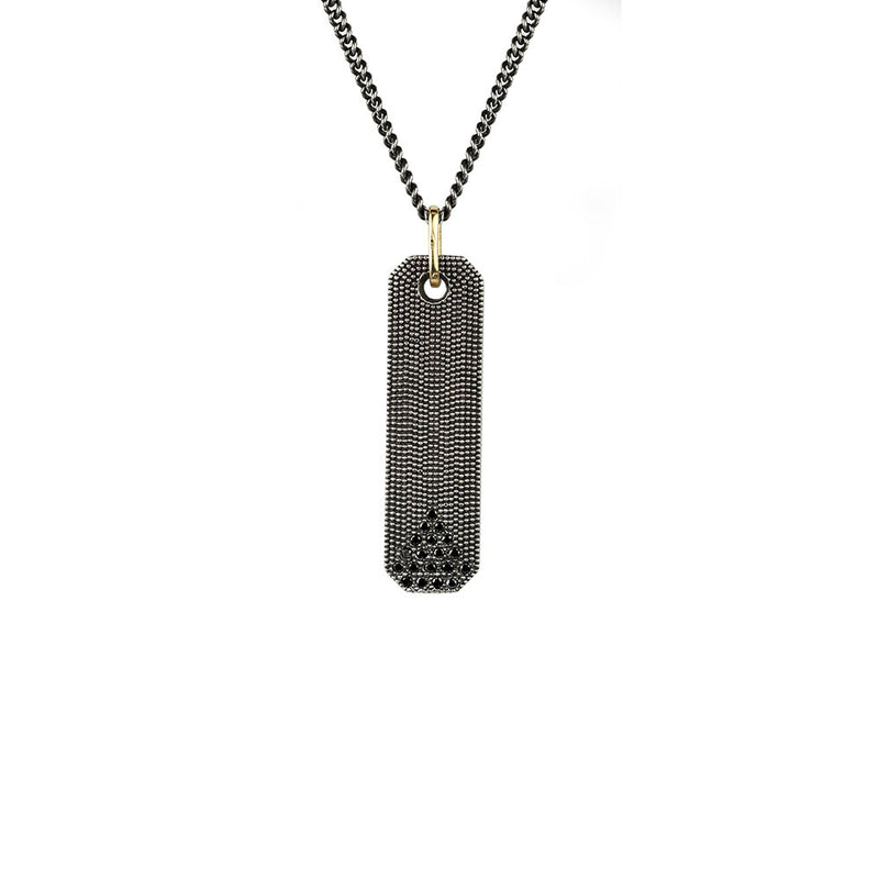 Sterling Silver Black Rhodium NEIL Bar Pendant with Black diamonds