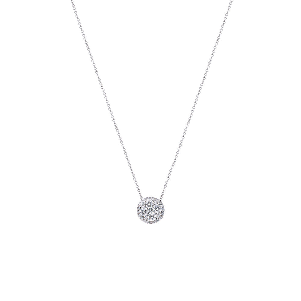 18 Karat White Gold illusion set Diamond pendant Necklace