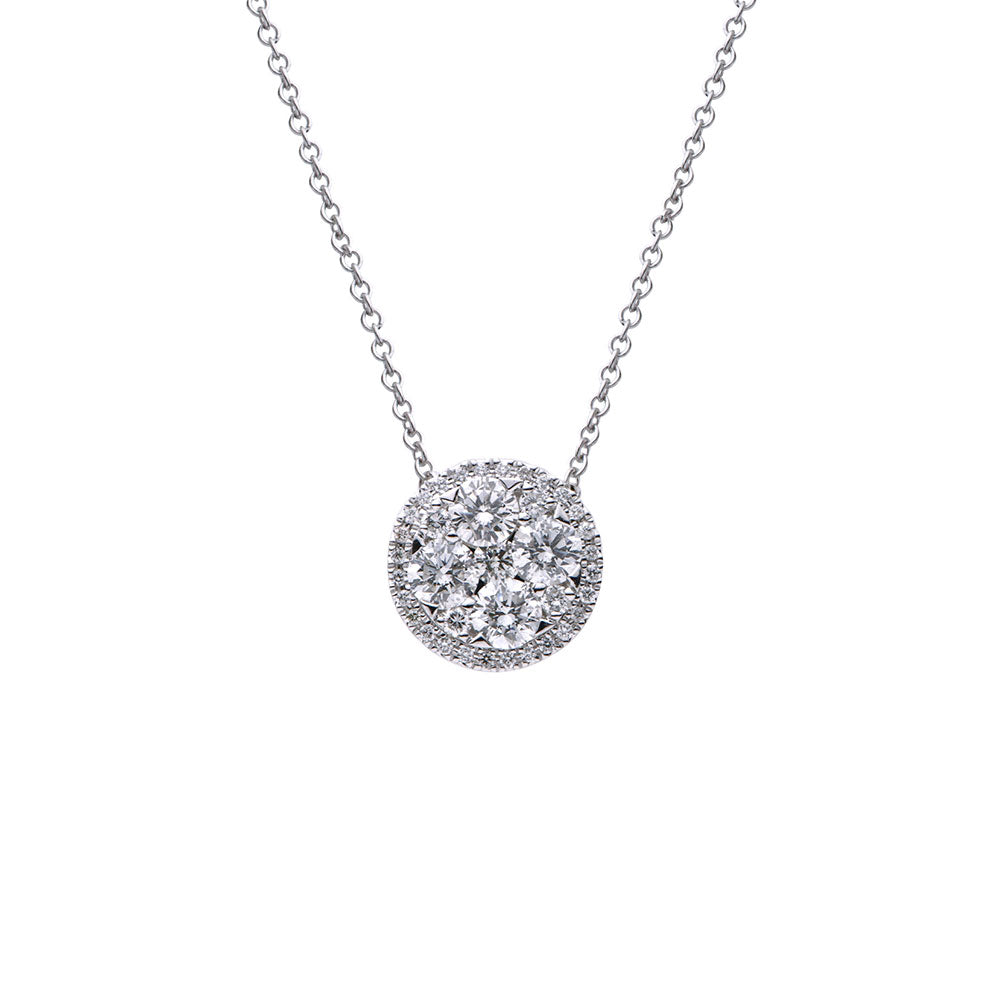 18 Karat White Gold illusion set Diamond pendant Necklace